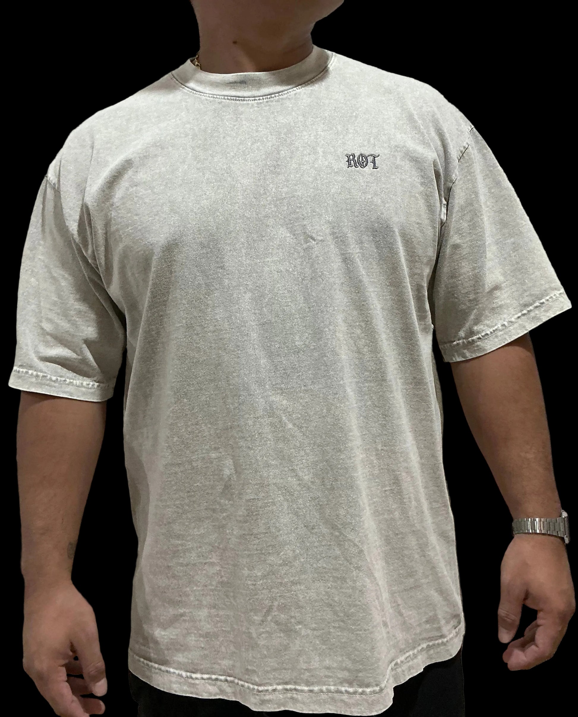 R.O.T Official Ice Grey Acid Wash Tee
